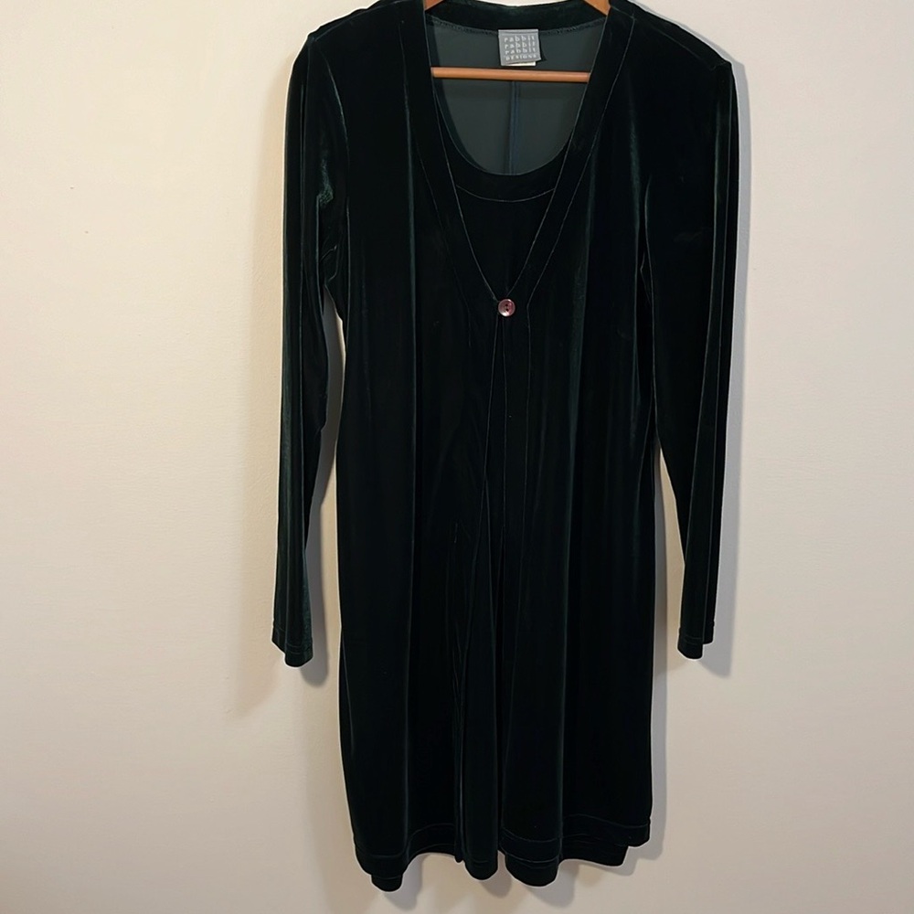 Vintage dress size 14 long maxi emerald green velvety fairycore whimsigoth